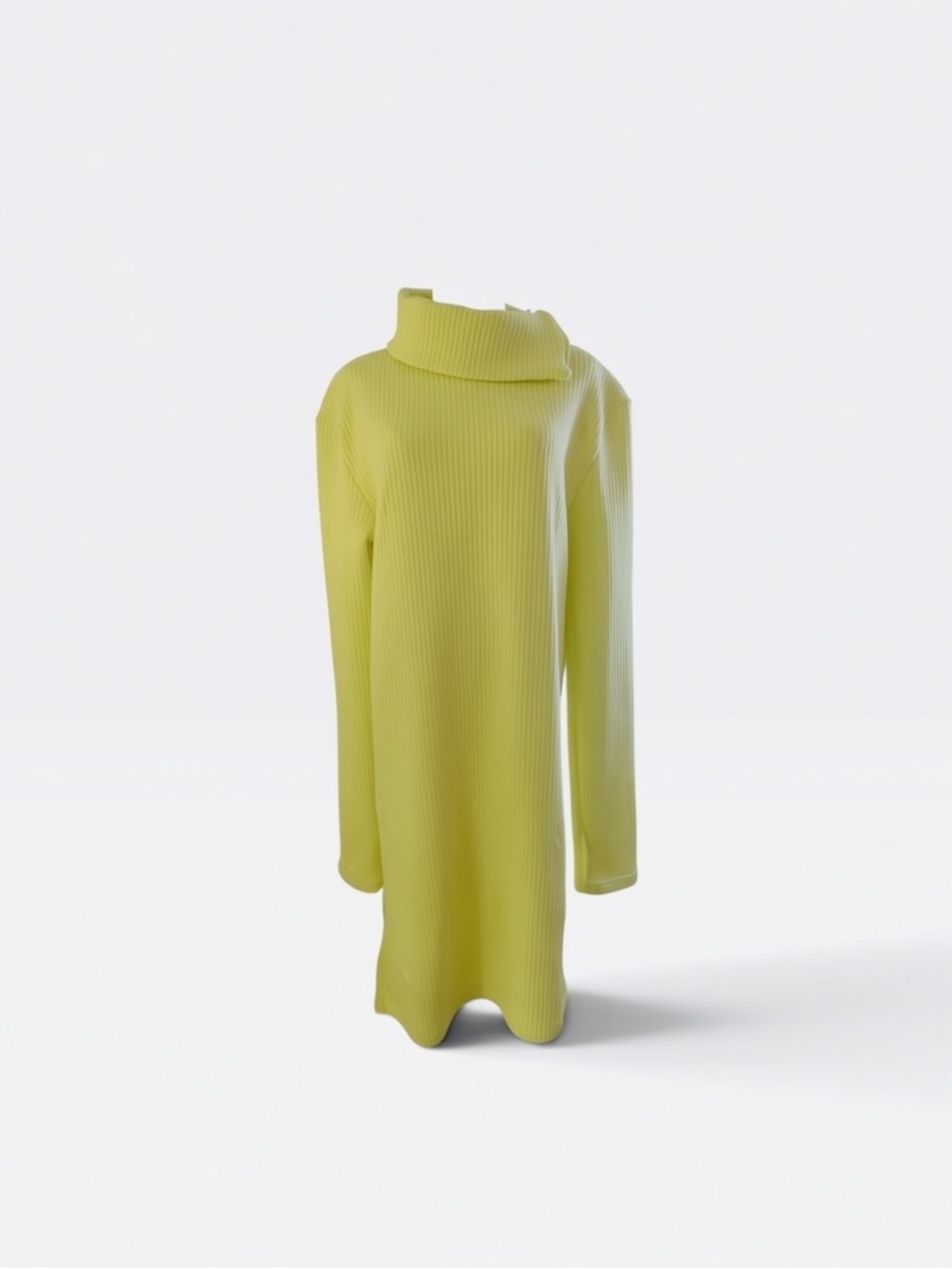 MM6 Maison Margiela Ribbed Nylon Turtleneck Dress Acid Yellow SS2018 Size S